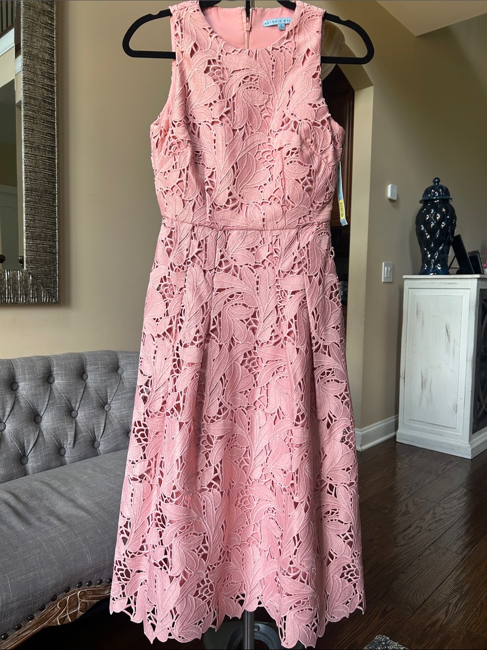 Antonio Melani Quinta Dress Pink Floral Lace Midi Dress NWT Size 2